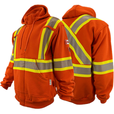 Atlas Zip-up AR/FR Orange Hoodies w/ Segmented 4” Stripes 402OR