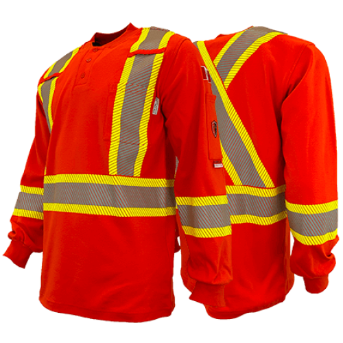 Atlas AR/FR Orange Striped Henley Shirt 4034OR Atlas AR/FR Orange Striped Henley Shirt 4034OR