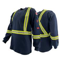 Atlas AR/FR Navy Striped Henley Shirt 403STNB